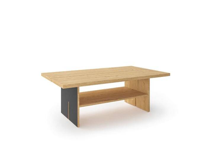 Dieter Knoll COUCHTISCH, Anthrazit, Wildeiche, Holz, Metall, Wildeiche, massiv, rechteckig, Wange, 70x42x120 cm, einfacher Aufbau, Holzmöbel, von Dieter-Knoll