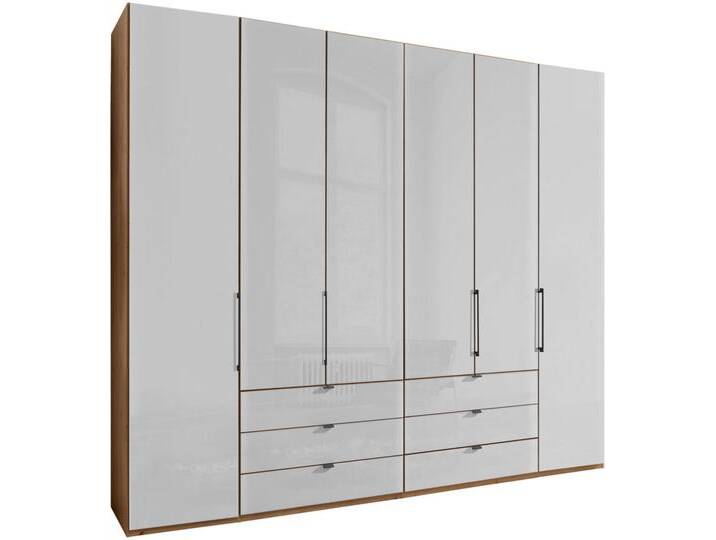 Dieter Knoll DREHTÜRENSCHRANK, Weiß, Eiche Bianco, Metall, 8 Fächer, 6 Schubladen, 250x216x58 cm, ISO 9001, Goldenes M, Made in Germany, Beimöbel von Dieter-Knoll