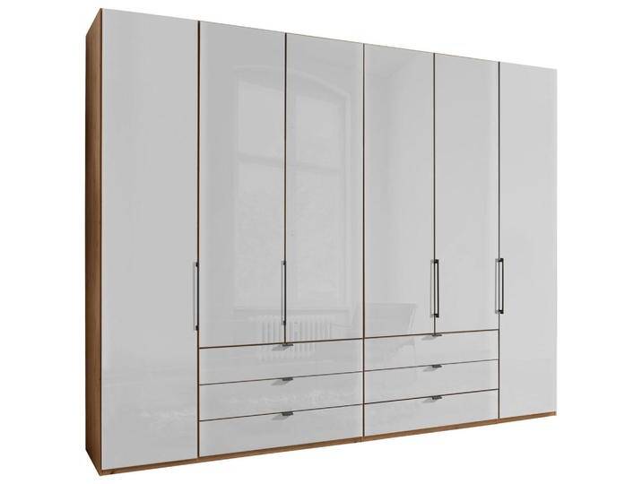 Dieter Knoll FALTTÜRENSCHRANK, Weiß, Eiche Bianco, Metall, 8 Fächer, 6 Schubladen, 300x236x58 cm, ISO 9001, Made in Germany, Beimöbel erhältlich, von Dieter-Knoll