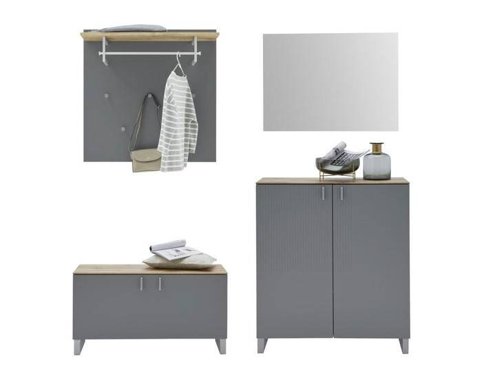 Dieter Knoll GARDEROBE, Grau, Eiche, Holz, 4-teilig, Eiche, furniert, 200x192x36 cm, Garderobe, Garderoben-Sets & Serien, Garderoben-Sets von Dieter-Knoll