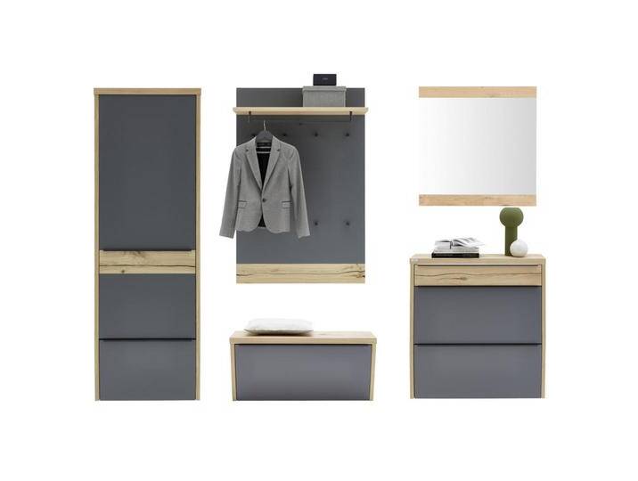 Dieter Knoll GARDEROBE, Grau, Eiche, Holz, 5-teilig, Eiche, furniert, massiv, 290x200x32 cm, Goldenes M, Made in Germany, DGM-Klimapakt, Beimöbel von Dieter-Knoll