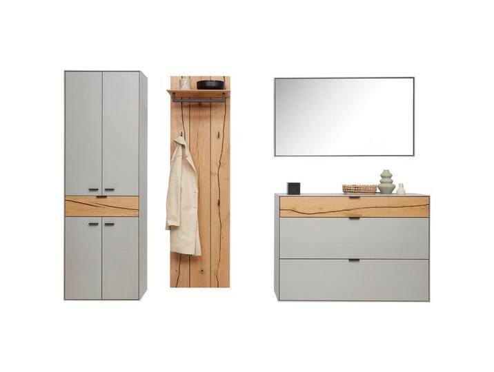 Dieter Knoll GARDEROBE, Grau, Wildeiche, Holz, Glas, 4-teilig, Wildeiche, furniert, massiv, 265.7x205.5x37.1 cm, Goldenes M, Made in Germany, von Dieter-Knoll