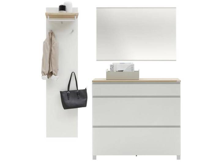 Dieter Knoll GARDEROBE, Silber, Weiß, Eiche, Holz, Metall, 3-teilig, Balkeneiche, furniert, 180x193x31 cm, Goldenes M, Made in Germany, DGM-Klimapakt, von Dieter-Knoll