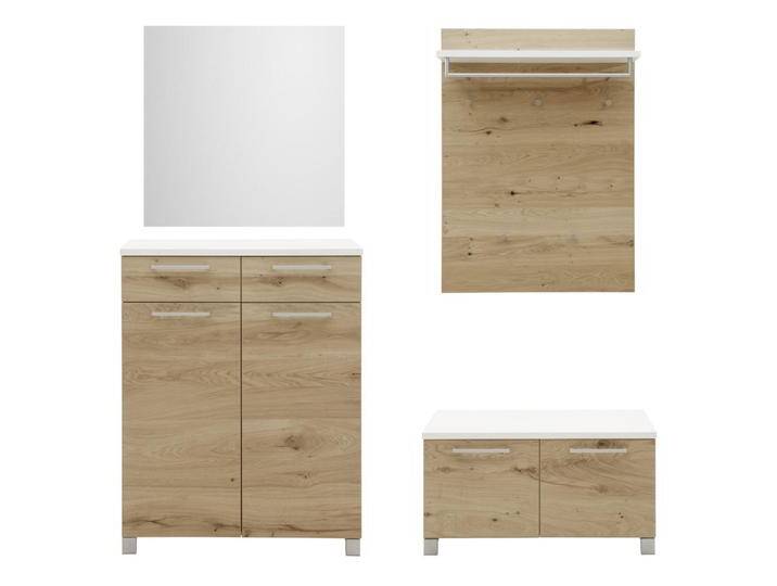 Dieter Knoll GARDEROBE, Weiß, Eiche, Holz, 5-teilig, Balkeneiche, furniert, 185x193x40 cm, Goldenes M, Made in Germany, DGM-Klimapakt, Garderobe, von Dieter-Knoll