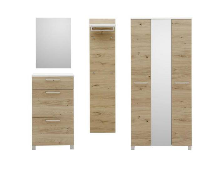 Dieter Knoll GARDEROBE, Weiß, Eiche, Holz, 5-teilig, Balkeneiche, furniert, 225x193x31 cm, Goldenes M, Made in Germany, DGM-Klimapakt, Garderobe, von Dieter-Knoll