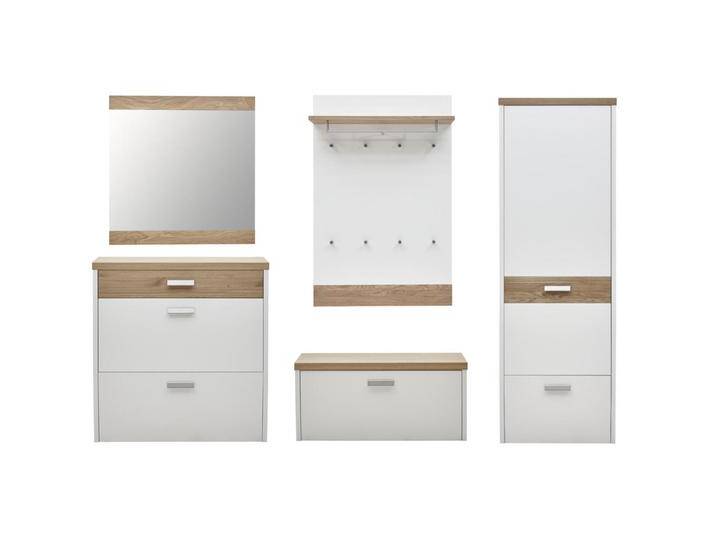 Dieter Knoll GARDEROBE, Weiß, Eiche, Holz, 5-teilig, Wildeiche, furniert, 290x200x32 cm, Goldenes M, Made in Germany, DGM-Klimapakt, Beimöbel von Dieter-Knoll