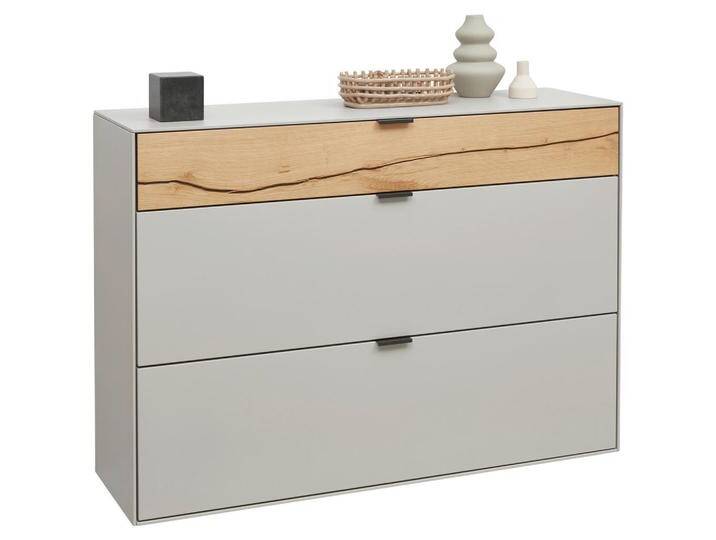 Dieter Knoll SCHUHSCHRANK, Grau, Wildeiche, Wildeiche, massiv, 2 Fächer, 1 Schubladen, 121.9x85.9x37.1 cm, Goldenes M, Made in Germany, Typenauswahl, von Dieter-Knoll