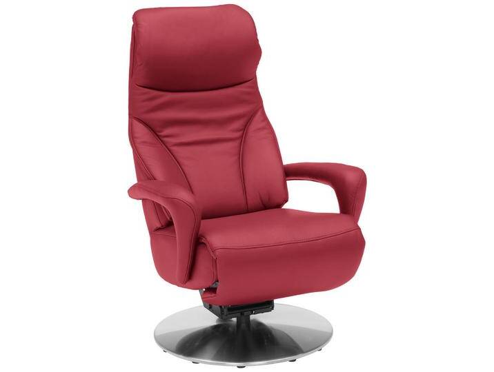 Dieter Knoll RELAXSESSEL Lenno, Rot, Echtleder, Longlife-Leder, Semi-Anilinleder, 75x117x88 cm, Goldenes M, Fußauswahl, Lederauswahl, Stoffauswahl, von Dieter-Knoll