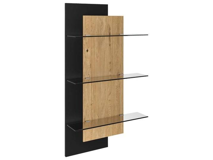 Dieter Knoll WANDBOARD Celika, Anthrazit, Wildeiche, Holz, Metall, Glas, Wildeiche, massiv, 70x125x20 cm, Wohnzimmer, Regale, Wandboards von Dieter-Knoll