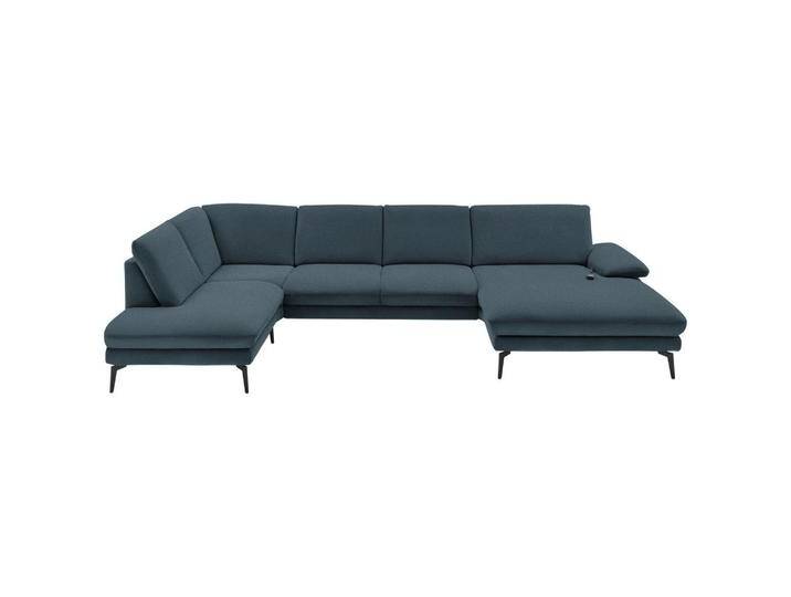 Dieter Knoll WOHNLANDSCHAFT, Dunkelblau, 4-Sitzer, U-Form, 344x208 cm, Goldenes M, Fußauswahl, Stoffauswahl, Sitzqualitäten, seitenverkehrt von Dieter-Knoll
