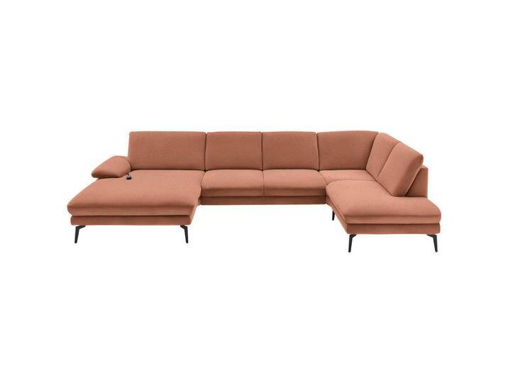 Dieter Knoll WOHNLANDSCHAFT, Orange, 4-Sitzer, U-Form, 344x208 cm, Goldenes M, Fußauswahl, Stoffauswahl, Sitzqualitäten, seitenverkehrt erhältlich, von Dieter-Knoll