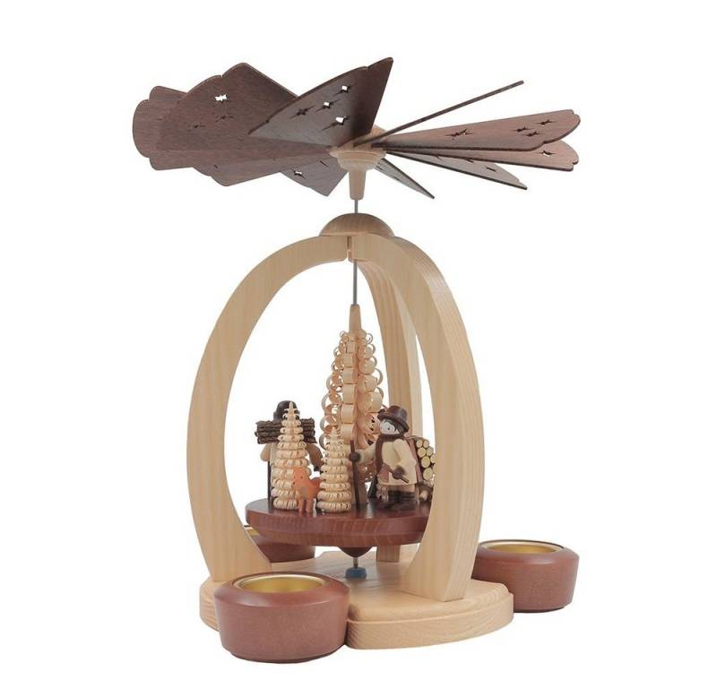 Dieter Legler GmbH & Co. KG Weihnachtspyramide Tisch Pyramide Waldleute mit Teelicht und Kerze Ø 27 cm Höhe 30 cm von Dieter Legler GmbH & Co. KG