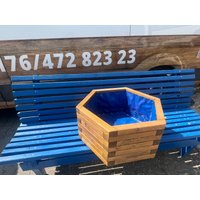 Blumenkasten Holz Sechseck Zierkasten Blumen Gartendekoration Groß Eiche Hell von DietscheHolzhandwerk