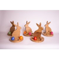 Eierhalter Osterhasen Schnapsglashalter Holz Eiche Holzhasen Oster Osterdeko von DietscheHolzhandwerk
