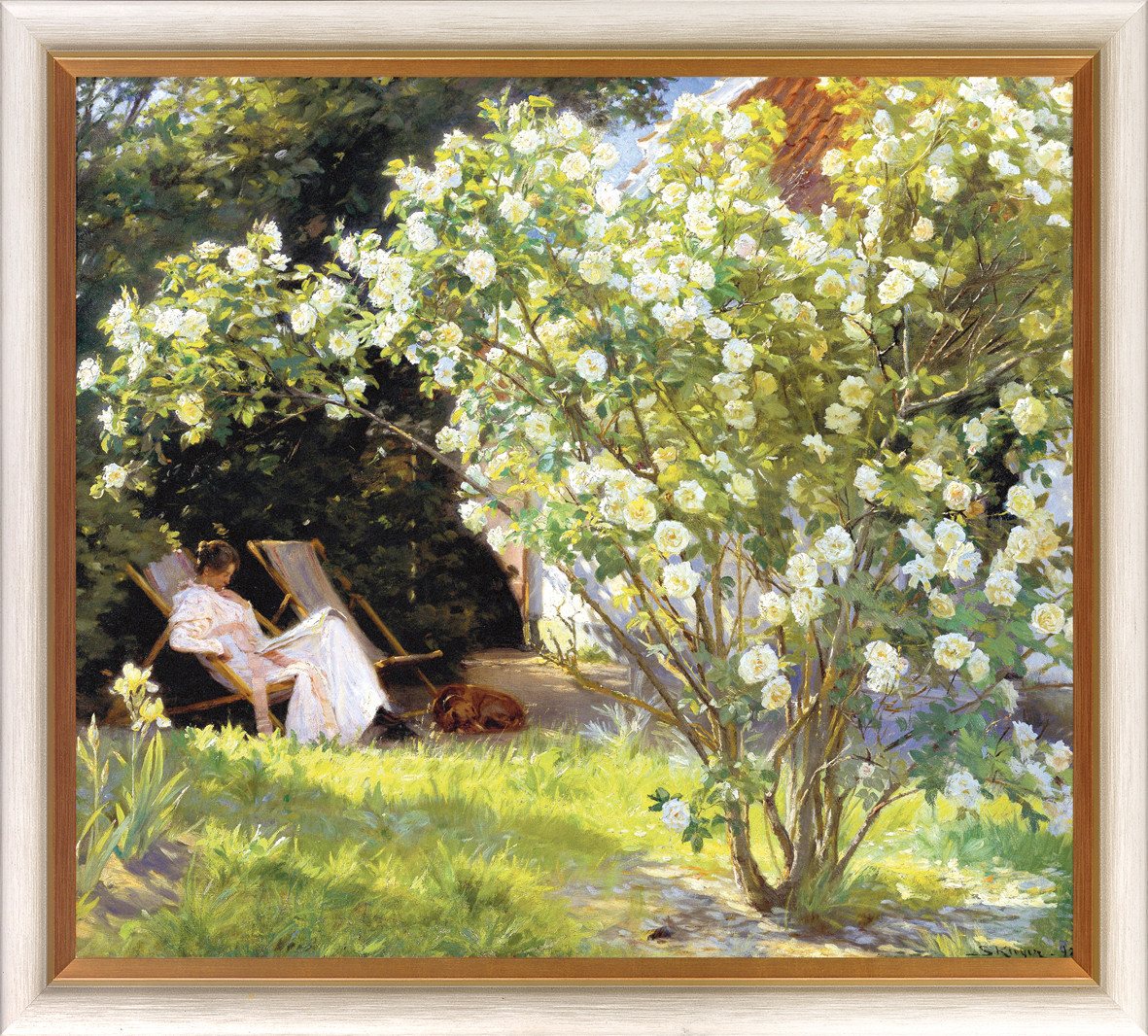 Dietz.Offizin Kunstdruck Dietz-Giclée Peder Severin Kroyer - Rosengarten, (1 St), Leinwandbild, im Siebdruck mit Strukturen veredelt von Dietz.Offizin