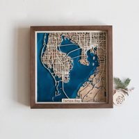 Holzschnitt Map Art | Benutzerdefinierte Stadtholzkarte Holz Und Epoxidharz von DifferentMaps