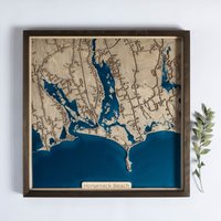 Pferdehals Strand Karte | Holz Und Epoxidharz von DifferentMaps