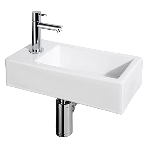 Differnz Helios Fonteinset - Koudwaterkraan Links - Chroom - 37.5 x 18.5 x 9.5 cm von Differnz