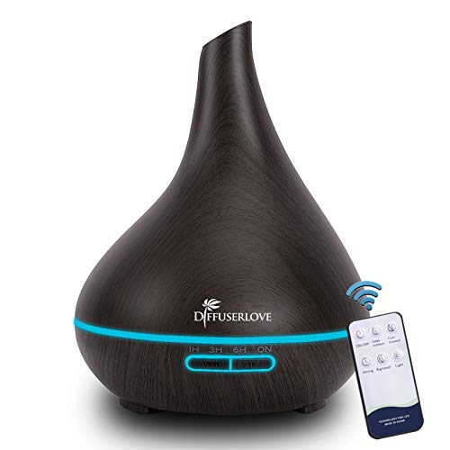 Diffuserlove 500ML Diffuser Aroma Diffuser Ultraschall Luftbefeuchter Trag usor Cool Mist Humidifier mit 7 Farben LED und Auto-Abschaltung Fernbedienung Funktion,Perfekt für Office Home von Diffuserlove