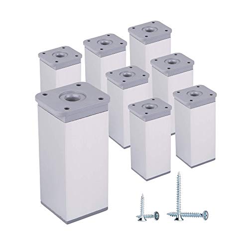(Packung mit 8 Stück) Höhenverstellbare Möbelbeine Winkelprofil: 40 x 40 mm, Materialien: Kunststoff, Aluminium, Schrauben im Lieferumfang enthalten (8, 10 cm Höhe) von Diforma