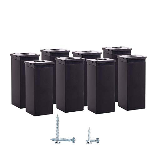 8 Stück Möbelbeine schwarz Modern Höhenverstellbar Eckprofil 40 x 40 mm Material: Aluminium Kunststoff Schrauben im Lieferumfang enthalten (8, schwarz) von Diforma
