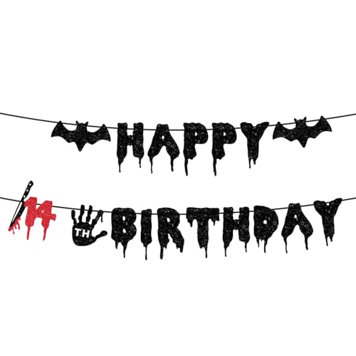 Halloween Banner Vorbespannt Killer Happy 14th Birthday Banner Halloween Zombie Bloody Friday Geburtstag Dekoration Horror Thema Geburtstag Party Dekorationen Halloween Banner Vorbespannt Killer Happy 14th Birthday Banner Halloween Zombie Bloody Friday Geburtstag Dekoration Horror Thema Geburtstag Party Dekorationen von Difuento