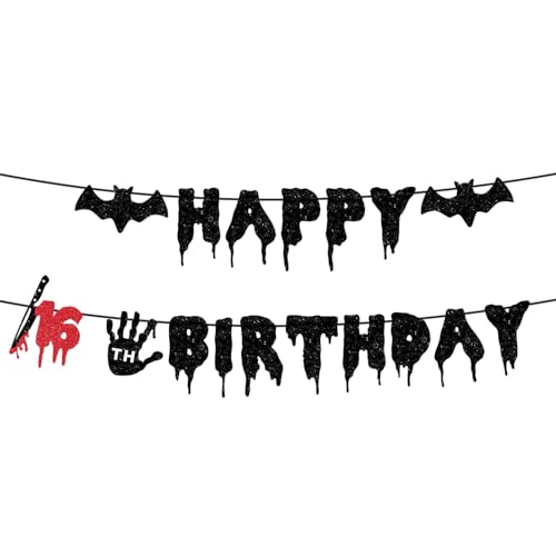 Halloween Banner Vorbespannt Killer Happy 16th Birthday Banner Halloween Zombie Bloody Friday Geburtstag Dekoration Horror Thema Geburtstag Party Dekorationen Halloween Banner Vorbespannt Killer Happy 16th Birthday Banner Halloween Zombie Bloody Friday Geburtstag Dekoration Horror Thema Geburtstag Party Dekorationen von Difuento
