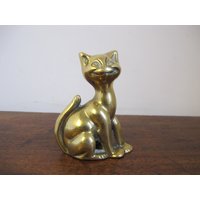 Frech Aussehende Vintage Messing Katze - Kerzenhalter Oder Kleiner Aschenbecher 9cm Hoch von DigVintageStuff