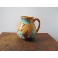 Vintage Art Deco Vase. Keramikvase Mit Henkel Und Handbemalten Bäumen. 5 Zoll Groß | 13cm von DigVintageStuff