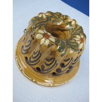 Vintage Keramik Steinzeug Geleeform. Mit Handgemalter Dekoration. Schönes Vitrinenstück von DigVintageStuff