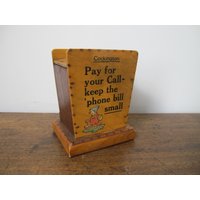 Vintage Spardose Aus Holz. Souvenir Cockington - Zum Bezahlen Ihrer Telefonate Halte Deine Handyrechnung Klein von DigVintageStuff