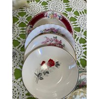 Tea Party Mismatched Schalen Obst 5 1/2 "Dessertteller, Vintage Fine China Shabby Party, Urlaub, Geschenke, Hochzeit F31 von DigginForChina