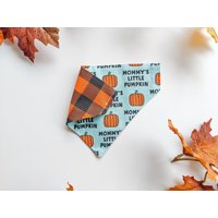 Doppelseitiges Reversible Fall Hundehalstuch Mamas Kleiner Kürbis, Herbst Kariert, Buffalo Plaid Themed | Über Das Halsband Hundebandana von DiggityDoggoDuds