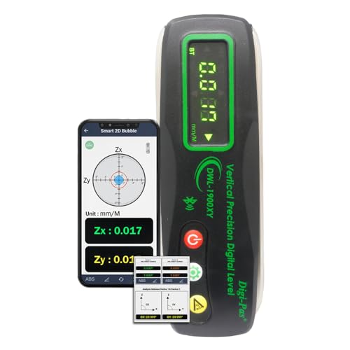 Digi-Pas DWL1900XY Bluetooth 2-Achsen-Präzisionsstufe 0,0002 "/ft (0,02 mm/m) von Digi-Pas