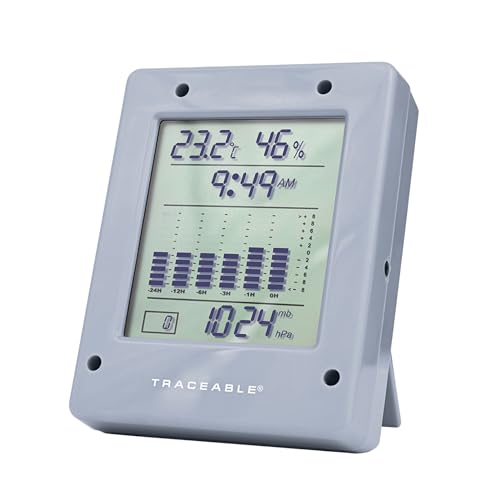 Cole-Parmer Traceable Kalibriertes Digitalbarometer, Timer für Medizin und Wissenschaft – Kalibrierung, LCD-Bildschirm, Min./Max. - Temperaturen von 0 °C – 55 °C / 32 °F – 131 °F von Digi-Sense