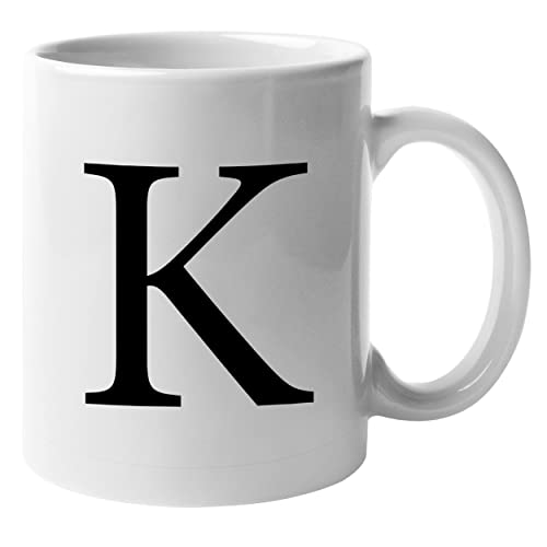 Alphabet-Tasse mit Buchstabe K | lustige Kaffeetasse | Neuheit Teetasse Geschenk | weiß, Geschenk, hochwertig bedruckt | DigiPrint Graphics (MUG050) von DigiPrint Graphics