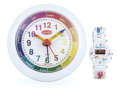 Digi-Tech Wecker mit eine Digitale Kinderuhr, Plastik, Weiß, 10 x 4 x 10 cm von DigiTech
