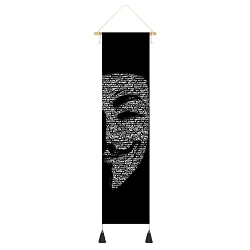 Hanging Poster Canvas Wall Art Painting of Anonymous Mask Tapestry Hackers The Alphabetical Face Elements Wall Tapestry With 2 Tassels And Wooden Hanging Rod Wall Decor Tapestry Decoration For Room von DigiTizerArt