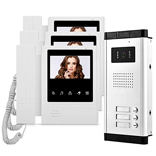 HFeng 4,3 '' Farb-Video-Türsprechanlage mit Türklingel Intercom-System 3 Monitore + 700TVL IR COMS Nachtsicht-Videokamera für 3 Apartments/Familien HFeng 4,3 '' Farb-Video-Türsprechanlage mit Türklingel Intercom-System 3 Monitore + 700TVL IR COMS Nachtsicht-Videokamera für 3 Apartments/Familien von Diginex