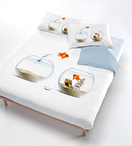 Digital cp-dig-2p Bettbezug, 100% Baumwolle, Doppelbett 510 ACQUARIUM 250 X 200 cm grau von Italian Bed Linen