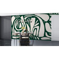 Abnehmbare Tapete Schälen Und Stick Wandpapier Wandbild - Grüne Abstrakte Linien von DigitalIcons