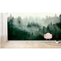 Abnehmbare Tapete Schälen Und Stick Wandpapier Wandbild - Nebligen Wald von DigitalIcons