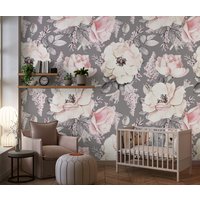 Altrosa Tapete, Vintage, Blumen, Kinderzimmer, Aquarell, Baby, Kinder, Abziehbild, Süß, Zimmer, Wand, Selbstklebend, Babyzimmer Altrosa Tapete, Vintage, Blumen, Kinderzimmer, Aquarell, Baby, Kinder, Abziehbild, Süß, Zimmer, Wand, Selbstklebend, Babyzimmer von DigitalIcons