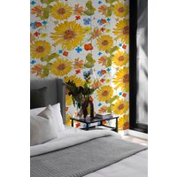 Sonnenblumen Tapete Abnehmbare Schälen Und Aufkleben Wand Druckbare Wandkunst Raumdekor Wanddrucke von DigitalIcons