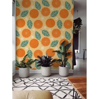 Vintage Orangen Schälen Und Stick Tapete Abnehmbare Wanddekor Wandkunst Raumdekor Wandbehang von DigitalIcons