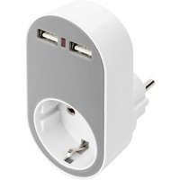 Digitus Adapter Steckdose Ausgangsstrom (max.) 2400mA Anzahl Ausgänge: 2 x USB, Schutzkontakt-Steck von Digitus