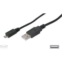 Digitus USB-Kabel USB 2.0 USB-A Stecker, USB-Micro-B Stecker 3.00m Schwarz AK-300110-030-S von Digitus