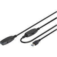 Digitus USB-Kabel USB 3.2 Gen1 (USB 3.0 / USB 3.1 Gen1) USB-A Stecker, USB-A Buchse 20.00m Schwarz G von Digitus