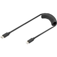 Digitus USB-Kabel USB 2.0 Apple Lightning Stecker, USB-C® Stecker 1.00m Schwarz Flexibel, Geschirmt von Digitus