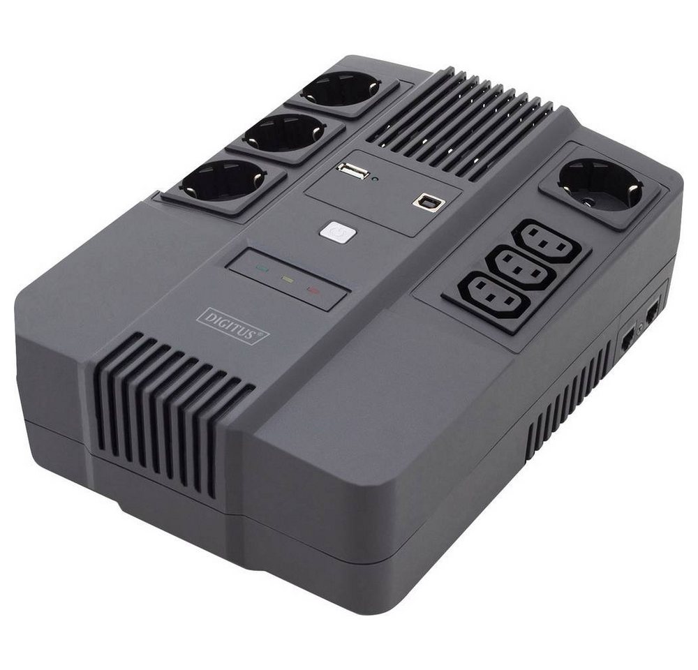 Digitus USV-Anlage All-in-One USV, 800VA/480W, LED 12V/9Ah x1, 4x, Netzwerk (RJ45), Steckdosen, Tel/Fax (RJ11) von Digitus